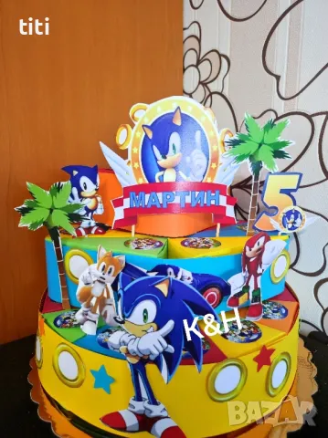 Картонена торта Соник, снимка 1