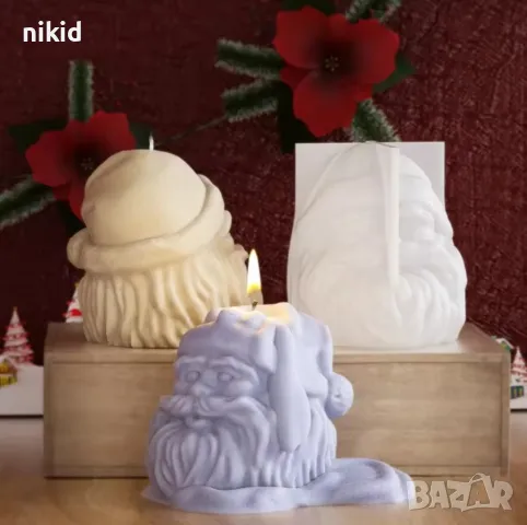 3D Дядо Коледа силиконов молд форма за свещ гипс смола сапун 