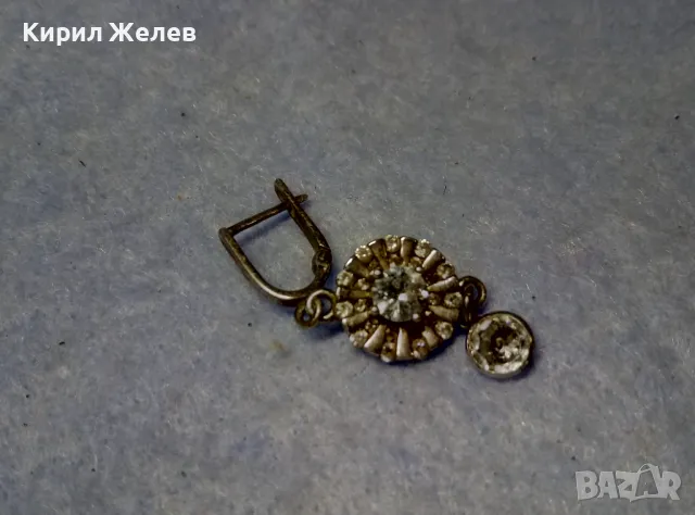 СКЪПОЦЕННА АНГЛИЙСКА СРЕБЪРНА ОБЕЦА СРЕБРО 925 с БЯЛА ПОЗЛАТА и ИСКРЯЩИ КРИСТАЛИ и ЦИРКОНИ 15025, снимка 3 - Обеци - 49510739
