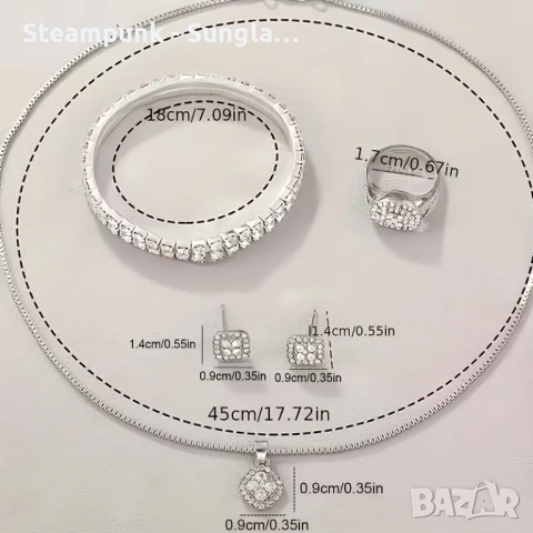 Комплект от 6 бр. Луксозен дамски кварцов часовник + Елегантен бижутериен комплект., снимка 5 - Дамски - 53597344