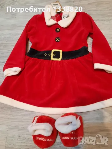 коледен комплект за бебе 3м и коледна рокличка 6-9м, снимка 7 - Бебешки гащеризони - 45467614