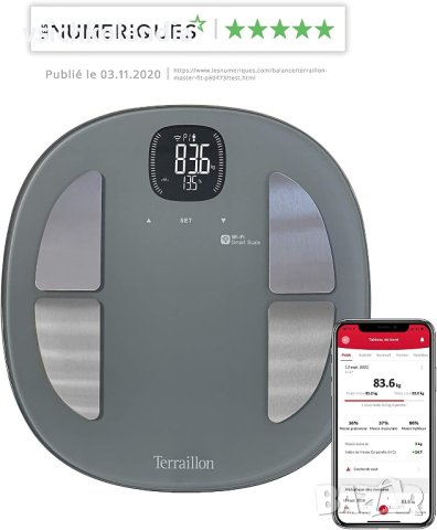 Везна за импеданс TERRAILLON 14710 Wi-Fi свързана, 4 сензора, приложения "MyHealth" (код 734), снимка 2 - Друга електроника - 43020031