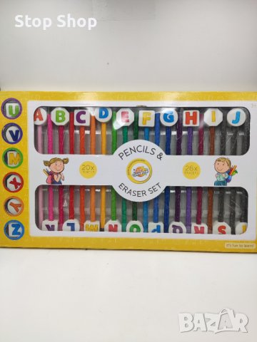 Сет цветни моливи и гумички 46 броя , снимка 1 - Рисуване и оцветяване - 44032823