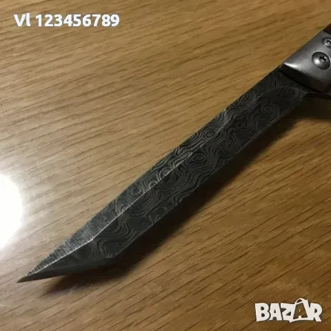 Сгъваем нож M390 - 78х194 (5) - острие ” танто+дамаск”, снимка 5 - Ножове - 50687875