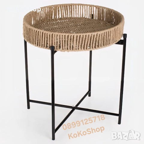 Помощна маса с метална стойка - дизайнерска масичка, снимка 2 - Маси - 53591453