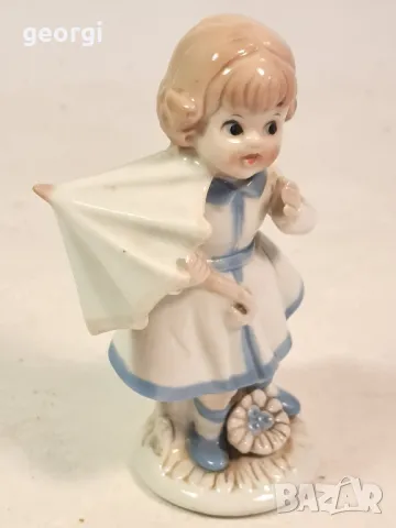 порцеланова фигурка момиче с чадър 19/4, снимка 2 - Антикварни и старинни предмети - 49167754