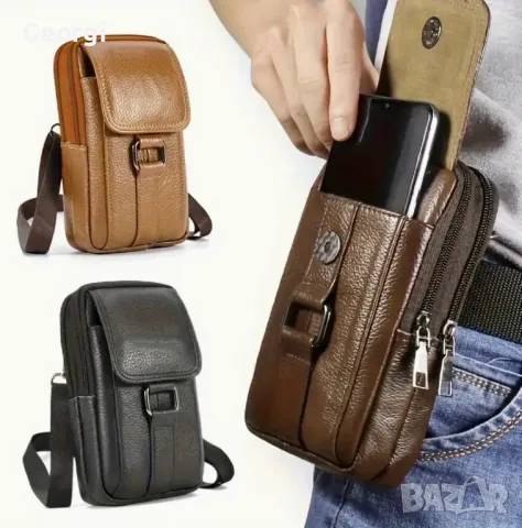 Малки, Компактни, Дисплей чантички - Черна естествена кожа / многофункционални, снимка 3 - Чанти - 49634313