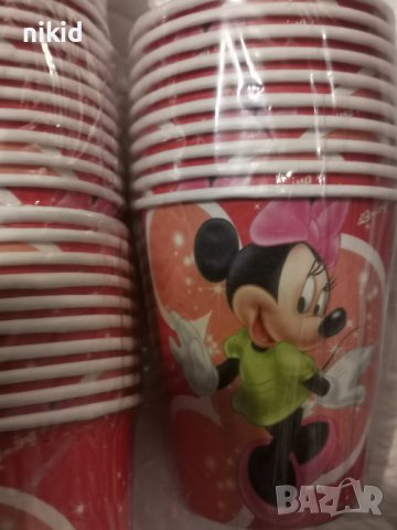 Мини Маус minnie mouse розови на точки 10 бр картонени чаши парти рожден ден