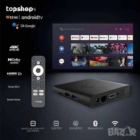 TV Box, Botech Wzone 4K, Android TV/ Андроид ТВ 12, Netflix, НОВ, снимка 4 - Приемници и антени - 51077227