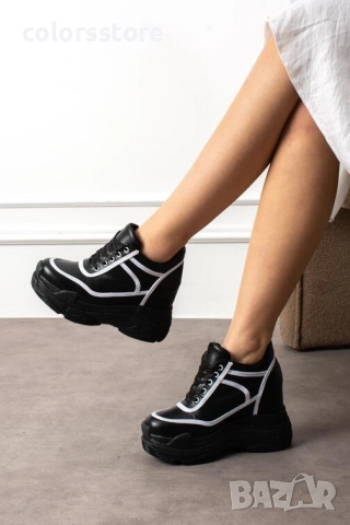 Кецове на платформа - черно с бяло - PA88 , снимка 2 - Кецове - 51979834