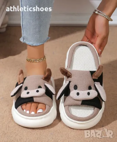 Дамски чехли на платформа с декорация кравички, снимка 3 - Чехли - 46307370