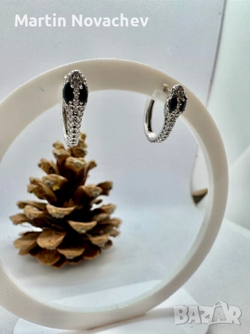 Сребърни обеци с цирконий, снимка 3 - Обеци - 53197629