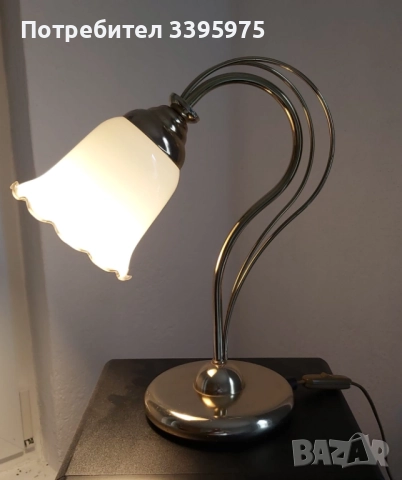 Елегантна нощна лампа с матов абажур от Англия, снимка 7 - Настолни лампи - 51561980