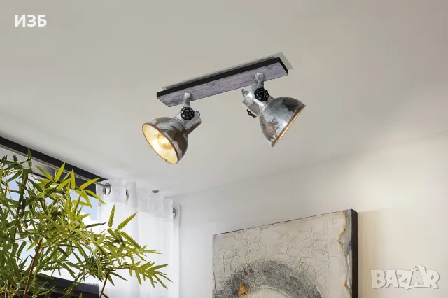EGLO-Метален спот, кафяво-патина, eglo, barnstaple, 2x40w, снимка 3 - Лампи за таван - 50293715