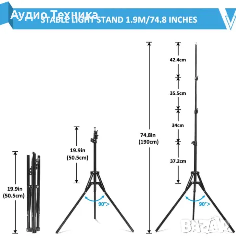 WISAMIC 18 инчова LED лампа със статив със сензорно и дистанционно управление , снимка 6 - Лед осветление - 50099166