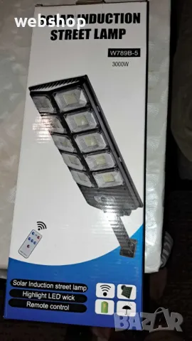 LED Улична Соларна лампа за външно осветление с фотоклетка и дистанционно W789B-5, 3000W, снимка 2 - Соларни лампи - 49160232