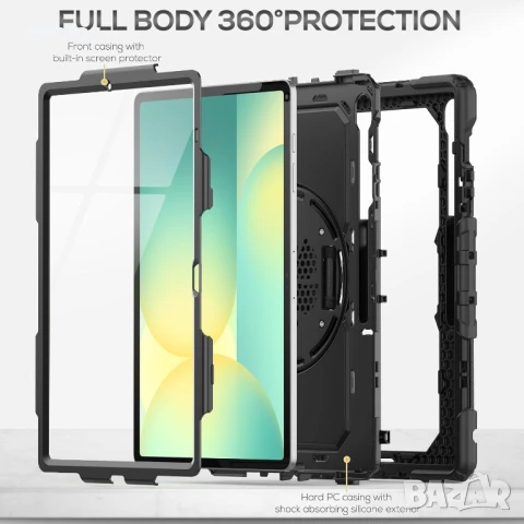 Калъф SEYMAC за Samsung Galaxy Tab S10 FE+ Plus 13.1 инча 2025 SM-X620 X626 X626B, черен, снимка 3 - Таблети - 50595459