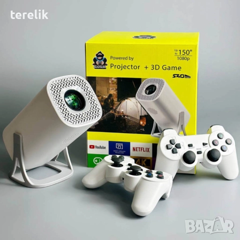 % Нов S40Max 450 Смарт проектор и игрова конзола с 35 000 вградени игри 4K, Android 11, снимка 2 - Плейъри, домашно кино, прожектори - 52379652