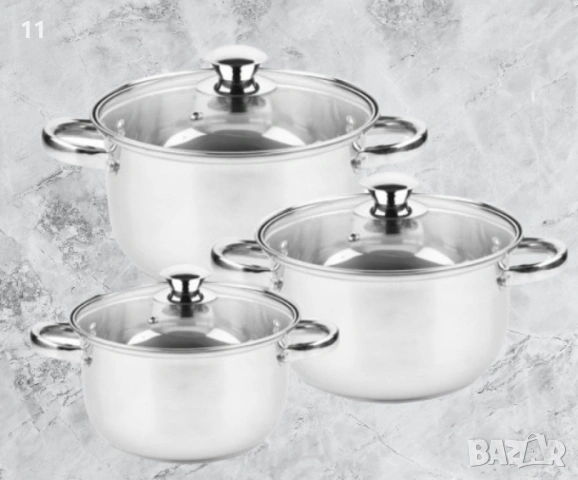 Комплект тенджери Rosberg R51210O6, включва - 20/22/24см., Неръждаема стомана, снимка 4 - Прибори за хранене, готвене и сервиране - 53413334