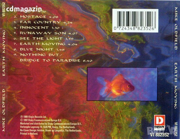 Компакт дискове CD Mike Oldfield ‎– Earth Moving, снимка 2 - CD дискове - 35043023