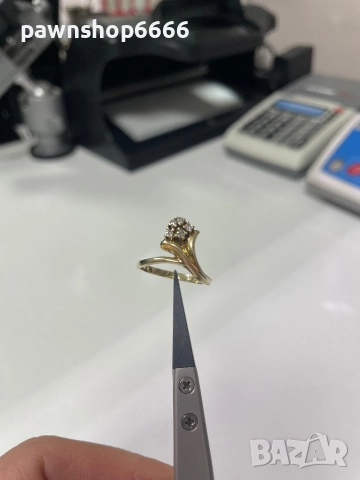 Златен пръстен 14 карата с брилянти 0,12 tcw, снимка 12 - Пръстени - 52202121