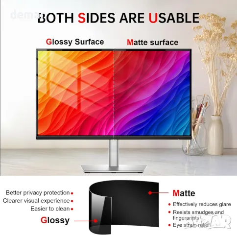 ZOEGAA Магнитен екран за поверителност 24 инча за монитор, двустранен, съотношение на страните 16:9, снимка 6 - Монитори - 50285014