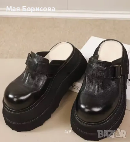 Кожено сабо на платформа 7.5 см., снимка 2 - Сандали - 50285967