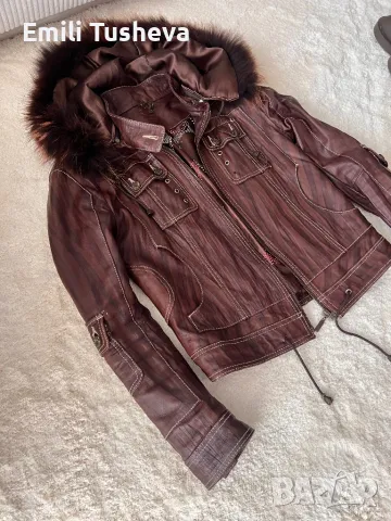 Яке Just Cavalli от естествена кожа и естествен косъм, снимка 2 - Якета - 50274781