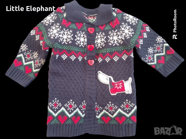 Дълга жилетка за момченце на 9-12 мес с кученце,колекция"Holidays",Англия/нова