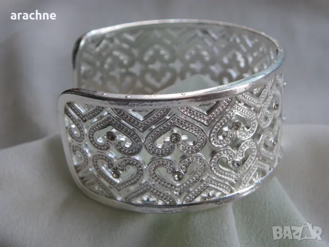 Ажурна руска сребърна гривна, снимка 2 - Гривни - 49558999