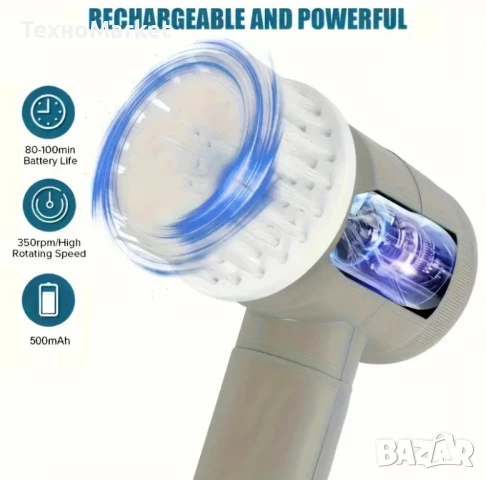 Мощна Електрическа 5-в-1 ротационна четка за почистване – безжична, акумулаторна, с 5 сменяеми г., снимка 6 - Други стоки за дома - 50671354