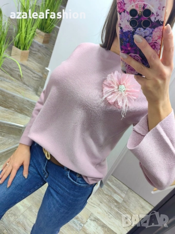 Пуловер с брошка - цветове, снимка 7 - Блузи с дълъг ръкав и пуловери - 52709246