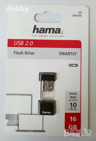 Нова USB 32GB Flash памет HAMA Smartly - малкa, черна, запечатана, снимка 3 - USB Flash памети - 32383199
