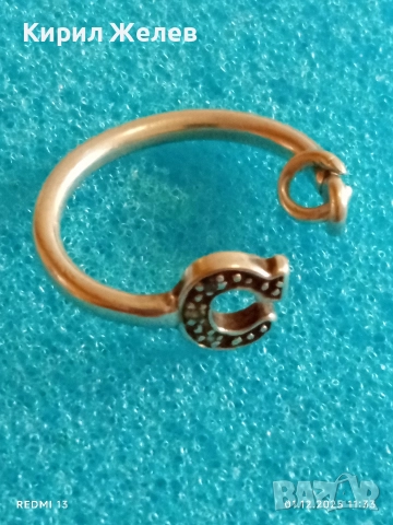 Сребърна обица тип халка с форма на подкова 52358, снимка 9 - Обеци - 52605552