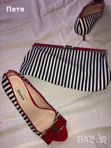 Dune Дамски обувки и чанта на райе