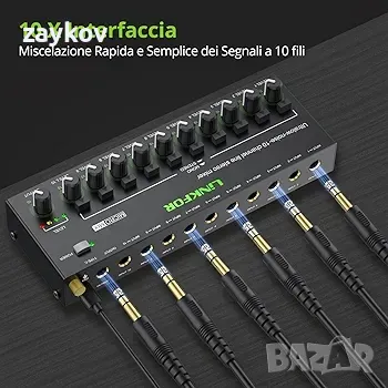 LiNKFOR 10-канален мини стерео аудио миксер, ултра ниско ниво на шум, стерео/моно, снимка 4 - Друга електроника - 50132675