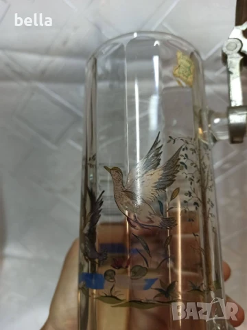 Немски стари стъклени масивни халби 5 броя с животни ,доста масивни 23 см височина., снимка 5 - Антикварни и старинни предмети - 50590492