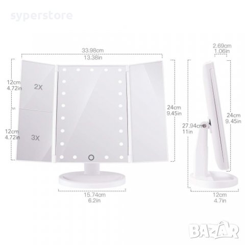 Огледало, Огледало за тоалетка за гримиране и др. Digital One SP00392 LED подсветка, със стойка, снимка 2 - Други стоки за дома - 36628701