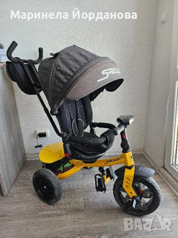 Триколка Lorelli - Speedy, Yellow & Black + дъждобран