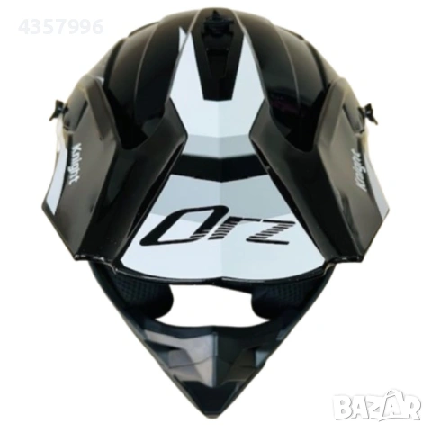 Кросова каска, за мотор, Атв, Вело, Гланц черен-сив и бял, снимка 3 - Аксесоари и консумативи - 53444517