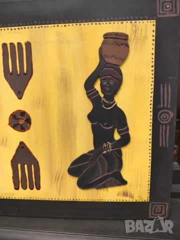 Африканска картина с абанос , снимка 2 - Картини - 49863242