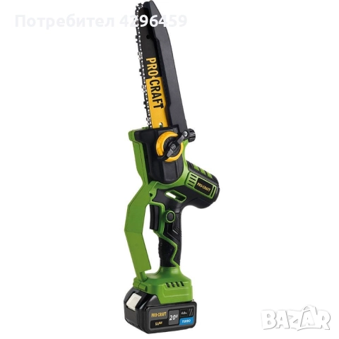 Акумулаторна резачка PROCRAFT PKA32Li, 20V, 4Ah, 2 бр. шина/верига 15/20 см,безчетков мотор, снимка 11 - Градинска техника - 52240245