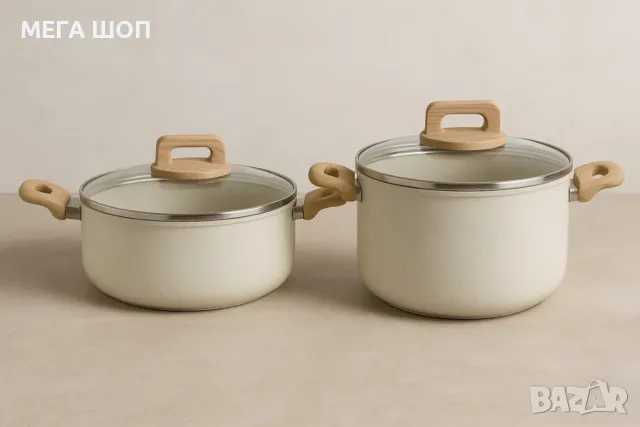 Тенджера Voltz Nice, Кован алуминий, Мраморно покр., Индукция, Кремав меланж, снимка 2 - Съдове за готвене - 50192803