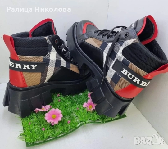 Дамски боти на платформа Burberry 36 номер , снимка 3 - Дамски боти - 52060093