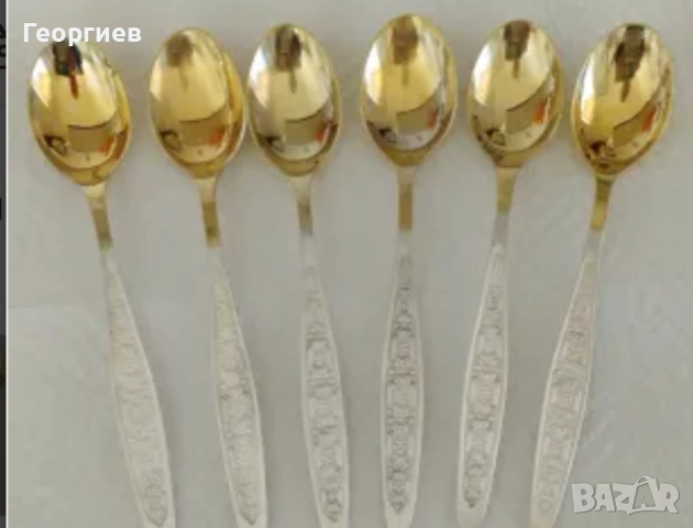 Посребрени с позлата мелхиорени лъжички за чай,кафе от СССР., снимка 3 - Прибори за хранене, готвене и сервиране - 51876694