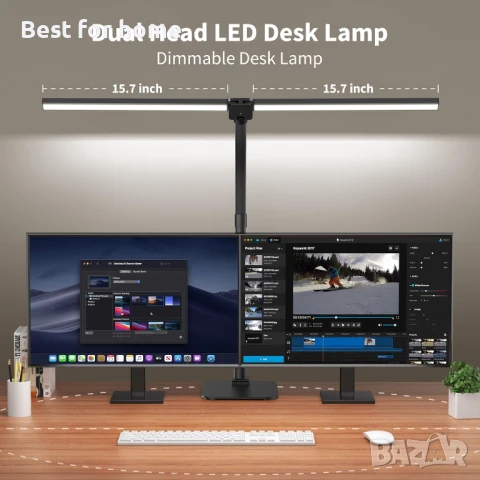 Двойна настолна лампа Kaulsoue с дистанционно, снимка 4 - Настолни лампи - 51164447