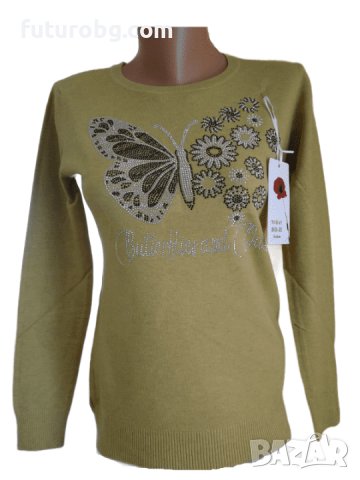 Дамски пуловер фин кашмир с пеперуди, снимка 2 - Блузи с дълъг ръкав и пуловери - 38830554