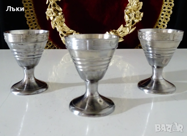Калаени чаши на столче,за ракия,ликьор. , снимка 3 - Антикварни и старинни предмети - 52405749