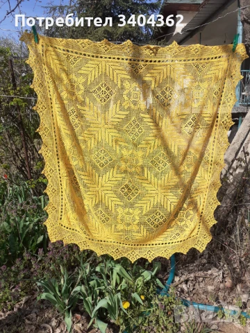 Стара покривка плетена на една кука, снимка 2 - Антикварни и старинни предмети - 50910228