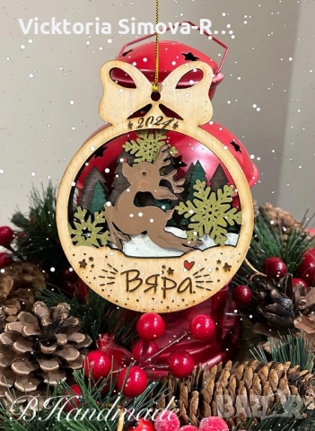 Персонализирани, дървени, коледни орнаменти за елха, снимка 6 - Декорация за дома - 52359815